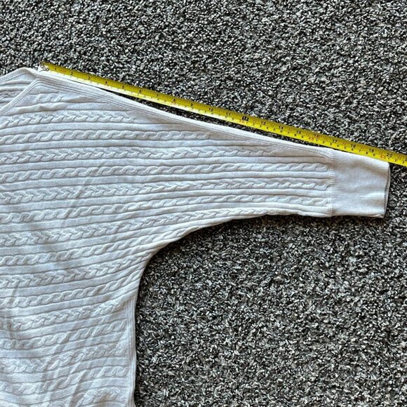 Soft White Cable Knit Sweater, Womens Medium Cozy Market & Spruce Knit Pullover - Picture 6 of 6